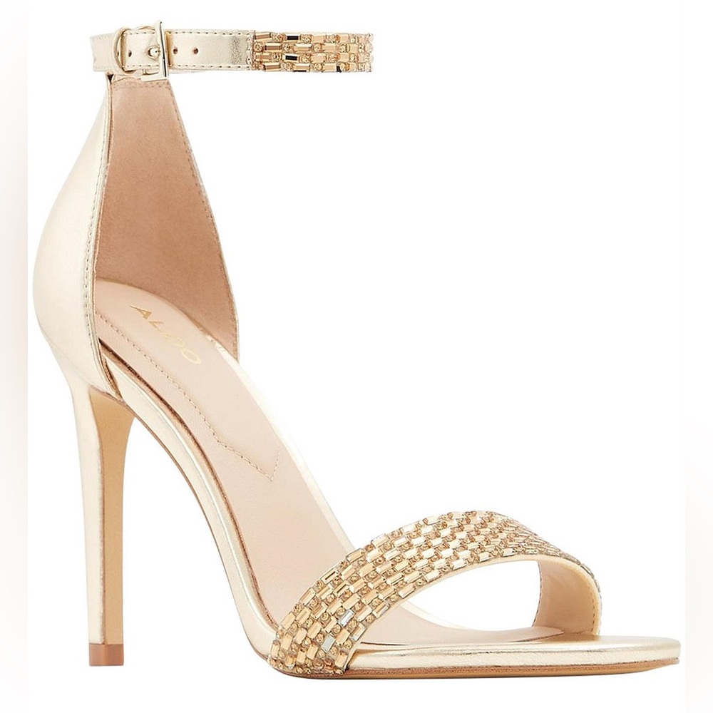 ALDO *NWOT* Prommy Gold High Heel Ankle-Strap Sandal Size 7